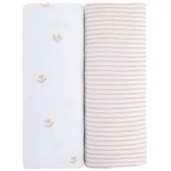 Ely's & Co. Baby Fitted Sheet 100% Combed Jersey Cotton Mauve Tulip + Stripes 15 Ely's & Co. Baby Fitted Sheet 100% Combed Jersey Cotton Mauve Tulip + Stripes -Graco Shop GUEST e105e658 3b16 428c 8802 f2250cae472b