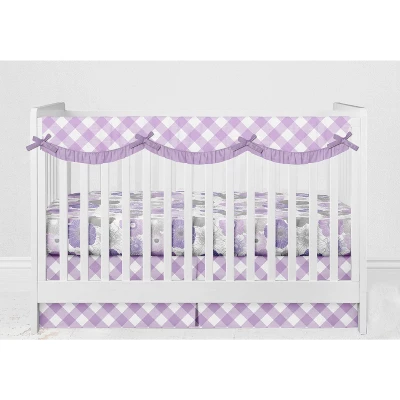 Bacati - Watercolor Floral Purple Gray 10 Pc Girls Crib Bedding Set With Long Rail Guard Cover 10 Bacati - Watercolor Floral Purple Gray 10 Pc Girls Crib Bedding Set With Long Rail Guard Cover - Image 10