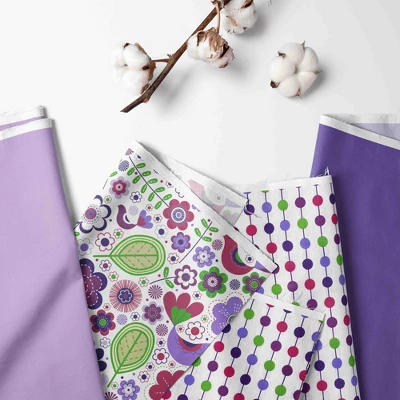 Bacati - Botanical Floral Birds Purple Multicolor 3 Pc Crib Bedding Set 1 Bacati - Botanical Floral Birds Purple Multicolor 3 Pc Crib Bedding Set