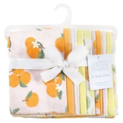 Hudson Baby Infant Girl Cotton Flannel Burp Cloths, Citrus Orange, One Size