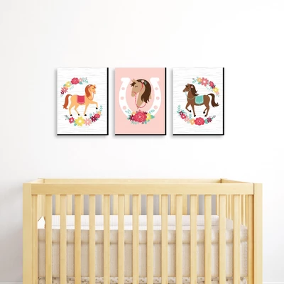 Big Dot Of Happiness Run Wild Horses - Floral Pony Nursery Wall Art And Kids Room Decor - 7.5 X 10 Inches - Set Of 3 Prints 1 Big Dot Of Happiness Run Wild Horses - Floral Pony Nursery Wall Art And Kids Room Decor - 7.5 X 10 Inches - Set Of 3 Prints
