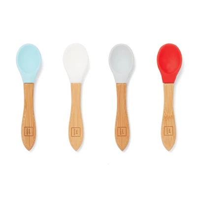 4pk Bamboo And Silicone Kid Spoons - Red Rover 1 4pk Bamboo And Silicone Kid Spoons - Red Rover