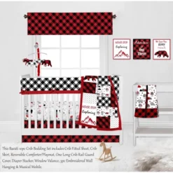 Bacati - Lumberjack Red Black Gray 10 Pc Crib Bedding Set With Long Rail Guard Cover -Graco Shop GUEST ee5f562c f8fd 4ea1 adfd a095a1c286a5