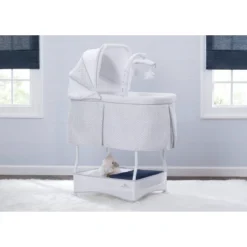 Delta Children Serta IComfort Hands-Free Auto-Glide Bedside Bassinet Portable Crib Features Silent Smooth Gliding Motion That Soothes Baby - Cameron