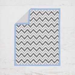 Bacati - Ikat Dots Zebra Blue Grey Boys 4 Pc Crib Set With Muslin Sleeping Sack