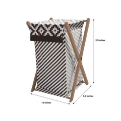 Bacati - Love Black/white Laundry Hamper With Wooden Frame