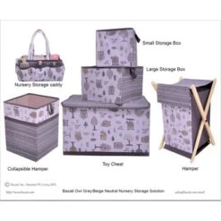 Bacati - Owls Gray/Beige Neutral Collapsible Laundry Hamper -Graco Shop GUEST fc410d0c 6a5a 473b a0e6 dd311d4eb4df