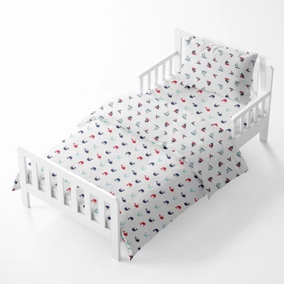 Bacati - Little Sailor Boys Whales/Boats Muslin 4 Pc Toddler Bedding Set 3 Bacati - Little Sailor Boys Whales/Boats Muslin 4 Pc Toddler Bedding Set - Image 3