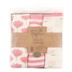 Touched By Nature Infant Girl Organic Cotton Swaddle Wraps, Tulip, 0-3 Months