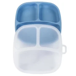 Re-Play Silicone Suction Divided Place With Lid - Denim